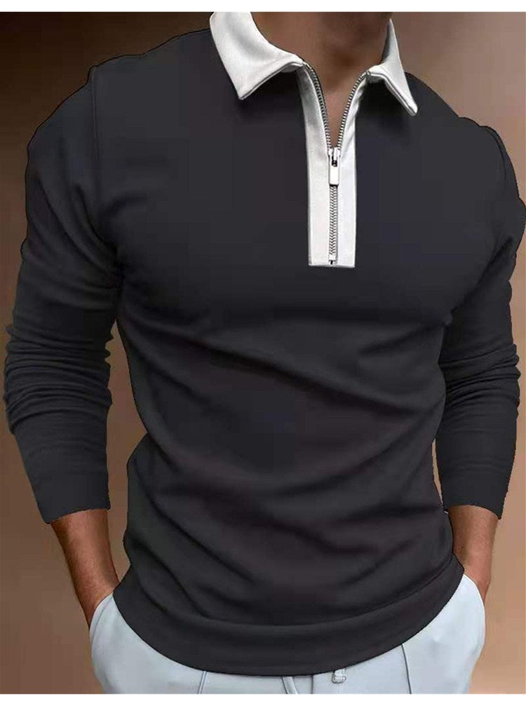 Men Zipper T Shirt Long Sleeves