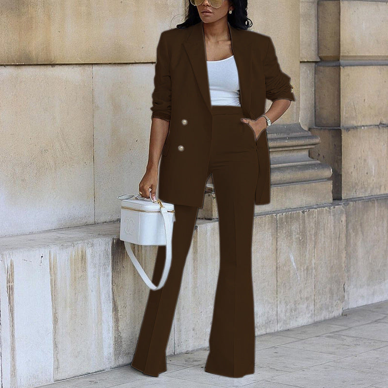 Women's Casual Suit Wide Leg Pants - Two Piece