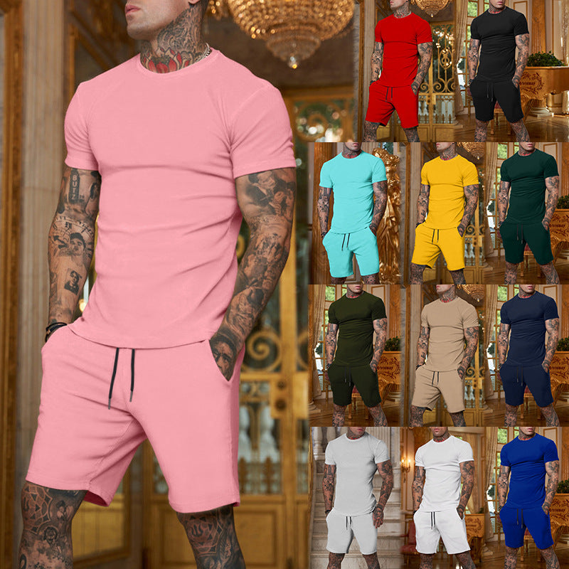 Men's Fashion Short Sleeve Shorts Set