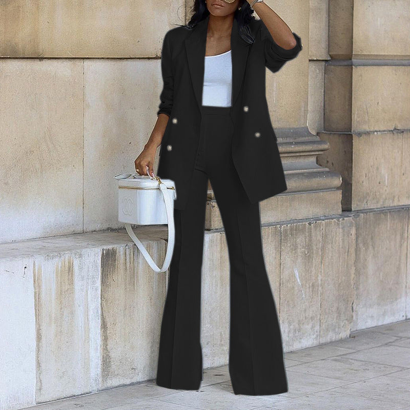 Women's Casual Suit Wide Leg Pants - Two Piece