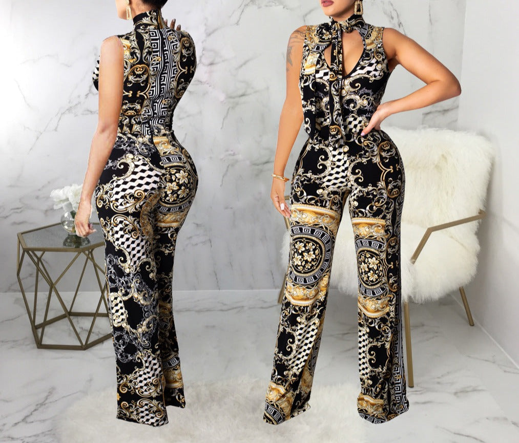 Printed sleeveless women's jumpsuit