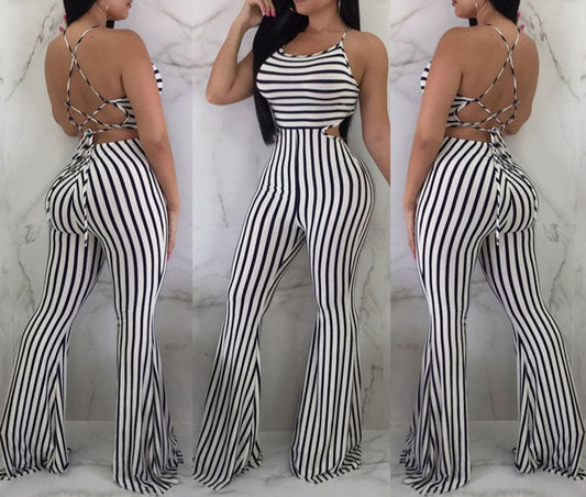 Woman Striped slim-fit jumpsuit