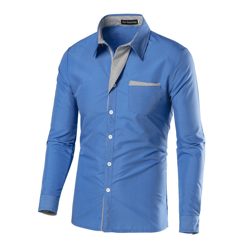 Striped Decoration Mens Long sleeve Shirts