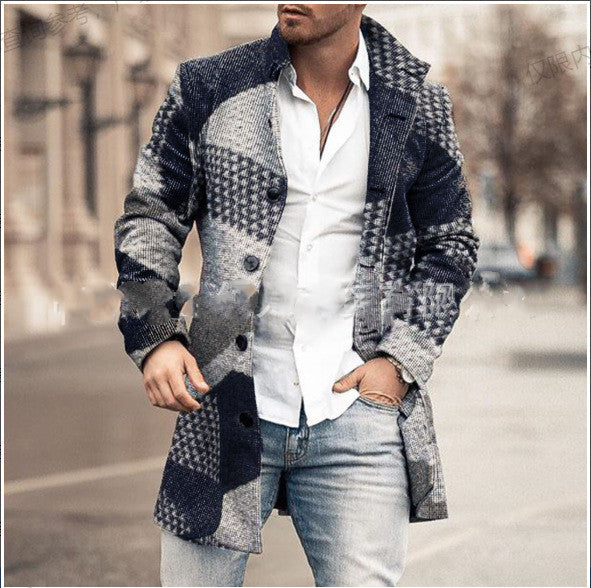 Mens Casual Jacket Mid Length Trench Coat