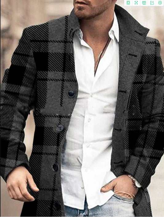 Mens Casual Jacket Mid Length Trench Coat