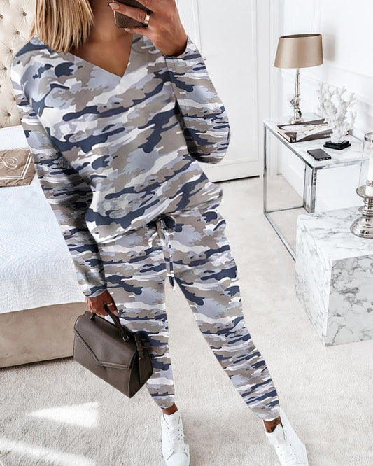 Women's Camouflage Long-Sleeved Casual Suit Trousers