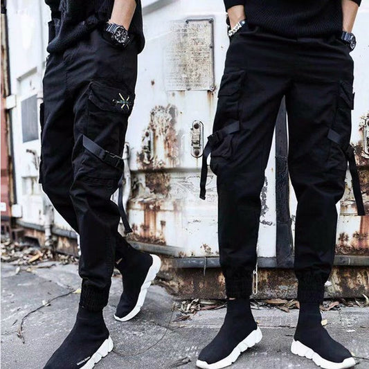 Men's Black Slim-Fit Stretch Cargo Jeans