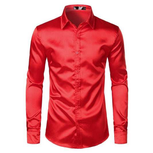 Mens Satin Long Sleeve Shirts