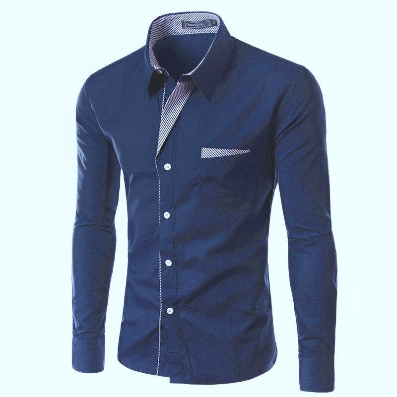 Striped Decoration Mens Long sleeve Shirts