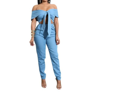 Women's summer crop top & sexy pants - Outfit sets