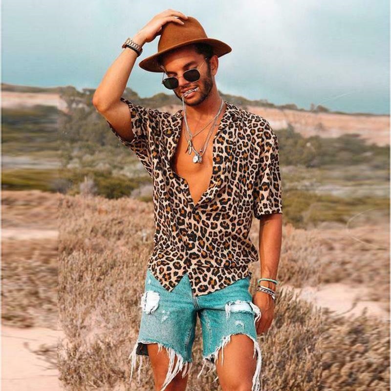 Men's Leopard print men's shirt