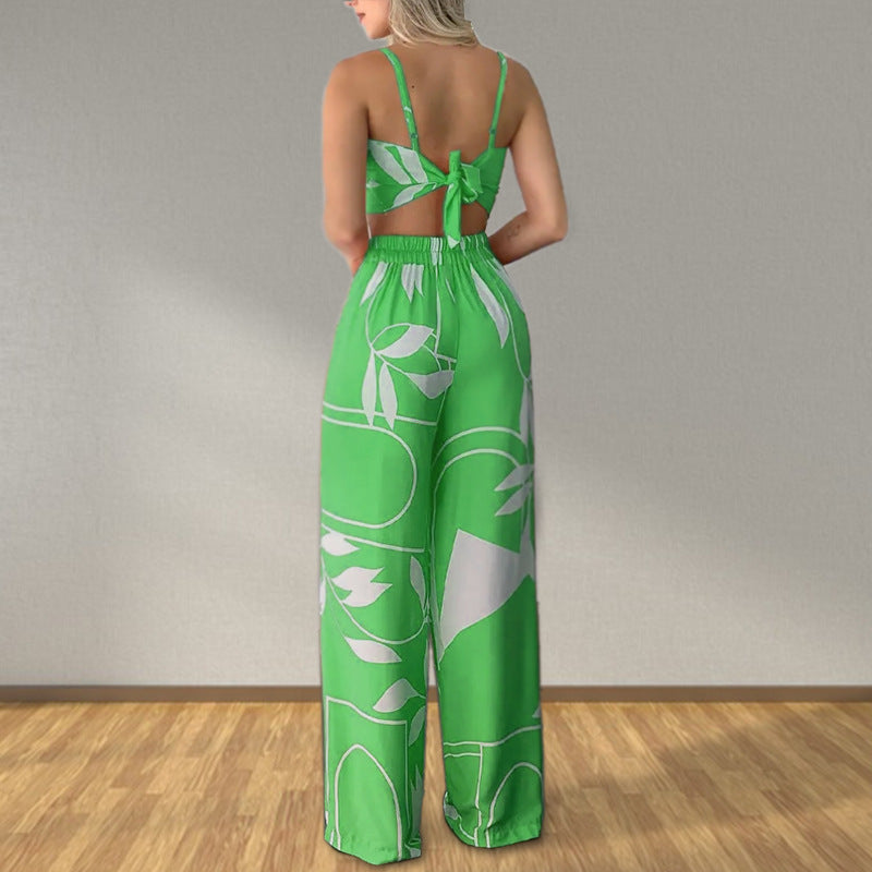 Women's Bandeau Tie Loose Wide Leg Pants  - 2 piece Set