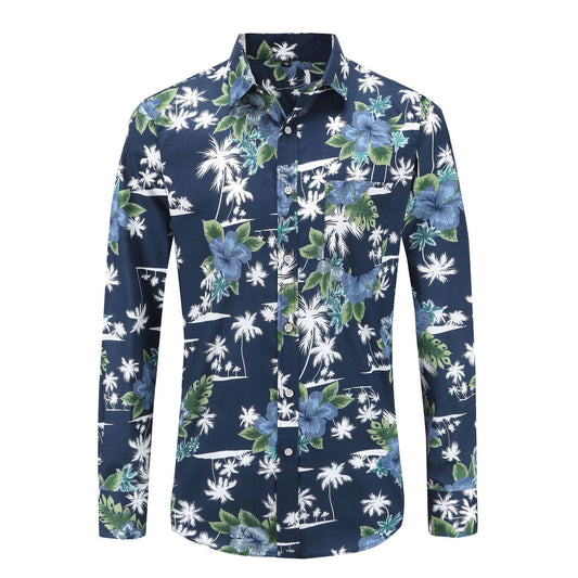 Men's printed slim long sleeve shirt