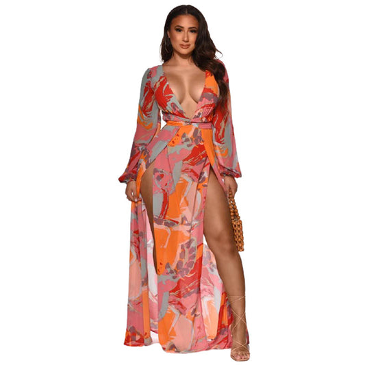 Women's long-sleeved Printed Dress