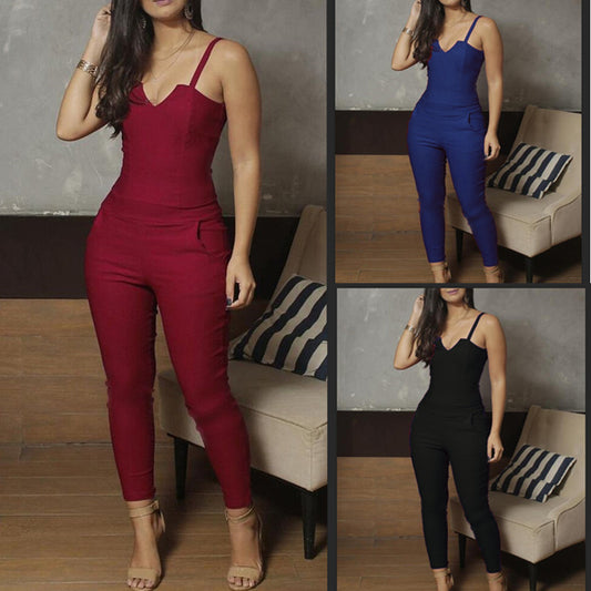 Women's High Stretch Suspender Jumpsuit