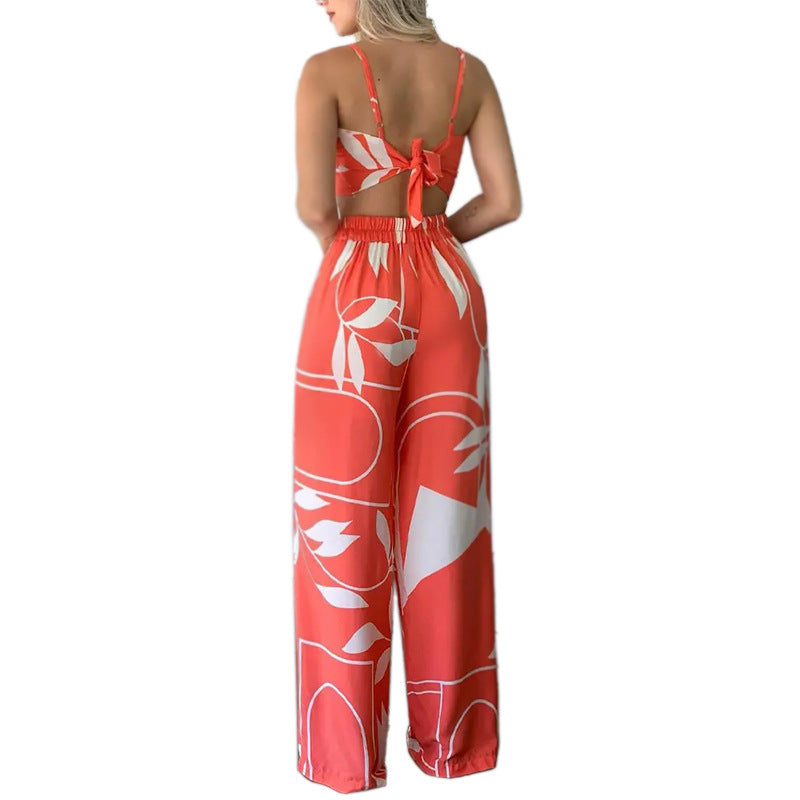 Women's Bandeau Tie Loose Wide Leg Pants  - 2 piece Set