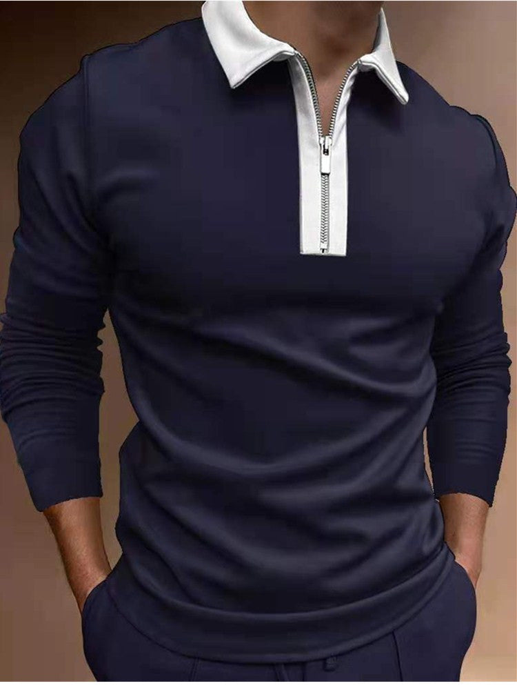 Men Zipper T Shirt Long Sleeves