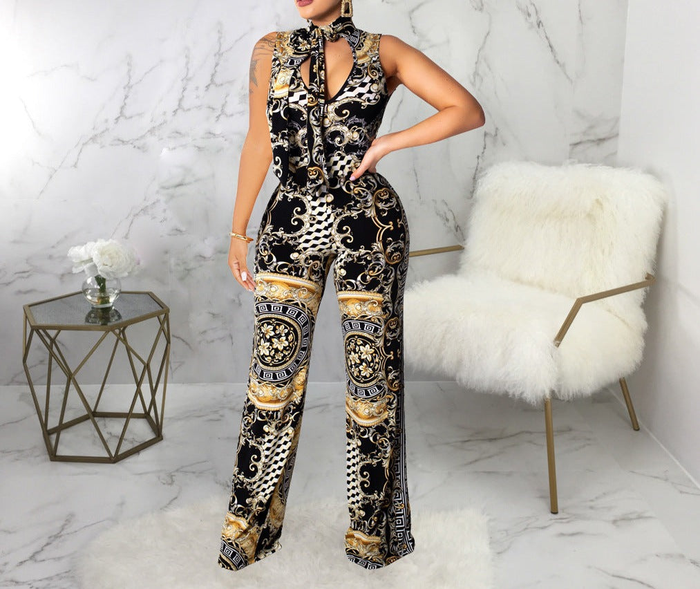 Printed sleeveless women's jumpsuit