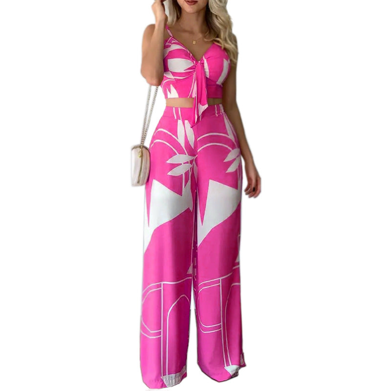 Women's Bandeau Tie Loose Wide Leg Pants  - 2 piece Set