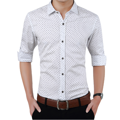 Men's Long-Sleeves Shirt - Polka Dot Printing