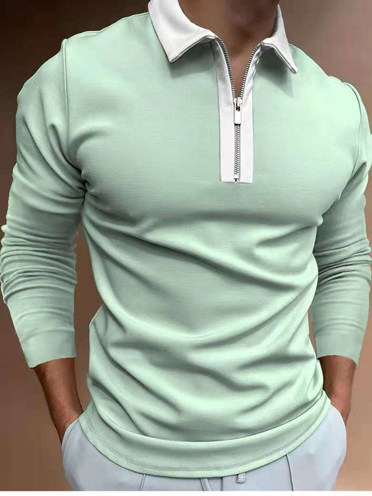 Men Zipper T Shirt Long Sleeves